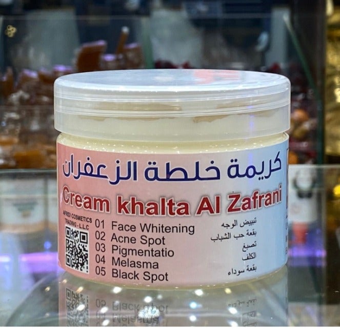 Saffron blend cream for skin lightening.